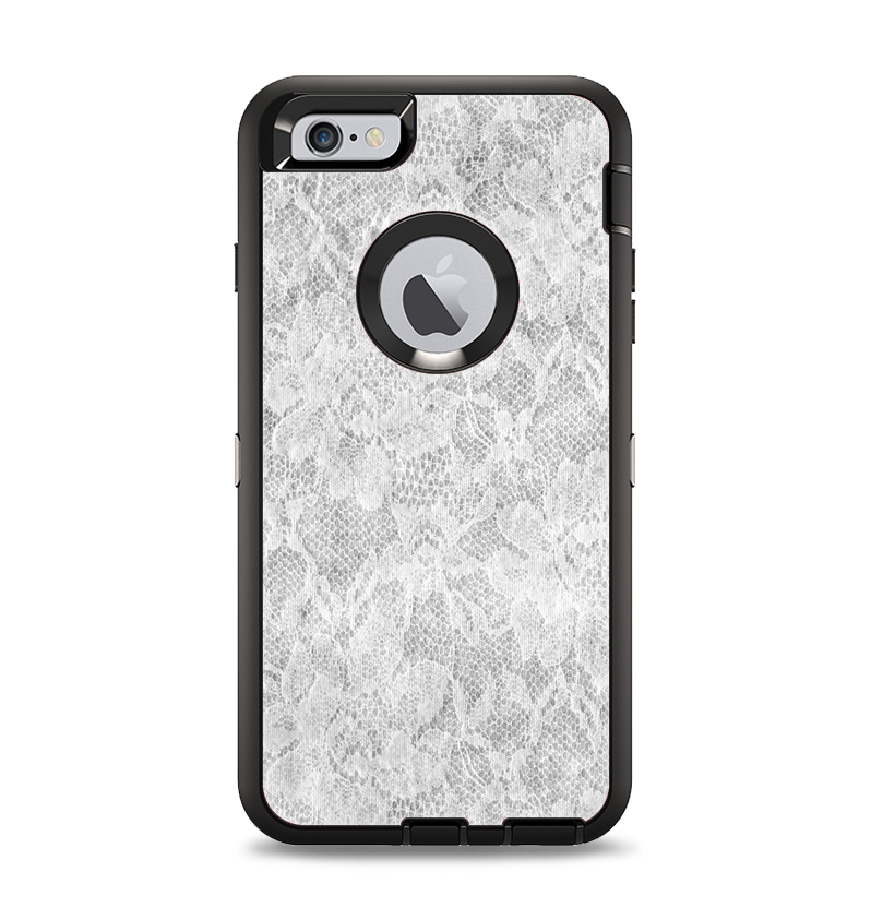 The White Textured Lace Apple iPhone 6 Plus Otterbox Defender Case Skin Set