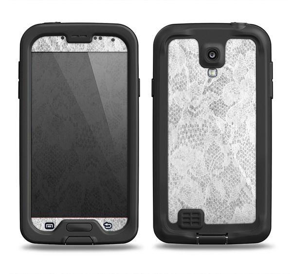 The White Textured Lace Samsung Galaxy S4 LifeProof Nuud Case Skin Set