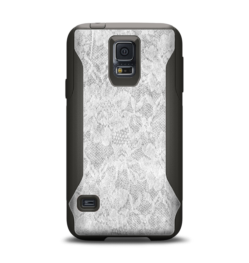 The White Textured Lace Samsung Galaxy S5 Otterbox Commuter Case Skin Set