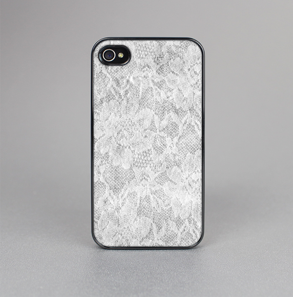 The White Textured Lace Skin-Sert for the Apple iPhone 4-4s Skin-Sert Case
