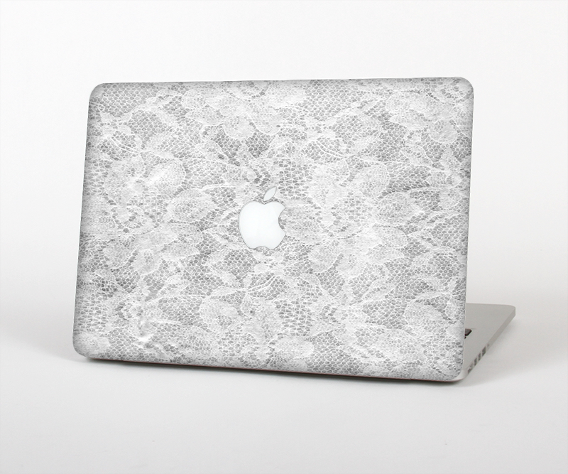 The White Textured Lace Skin Set for the Apple MacBook Pro 13" with Retina Display