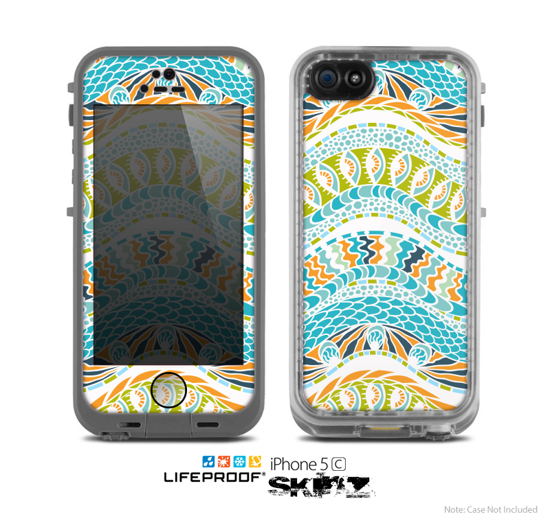 The White Vector Teal & Green Snake Aztec Pattern Skin for the Apple iPhone 5c LifeProof Case