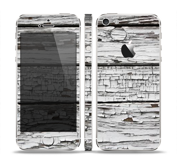 The White Wide Aged Wood Planks Skin Set for the Apple iPhone 5