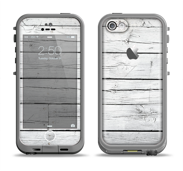 The White Wood Planks Apple iPhone 5c LifeProof Fre Case Skin Set