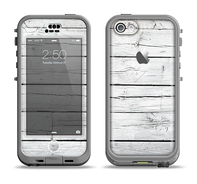 The White Wood Planks Apple iPhone 5c LifeProof Nuud Case Skin Set