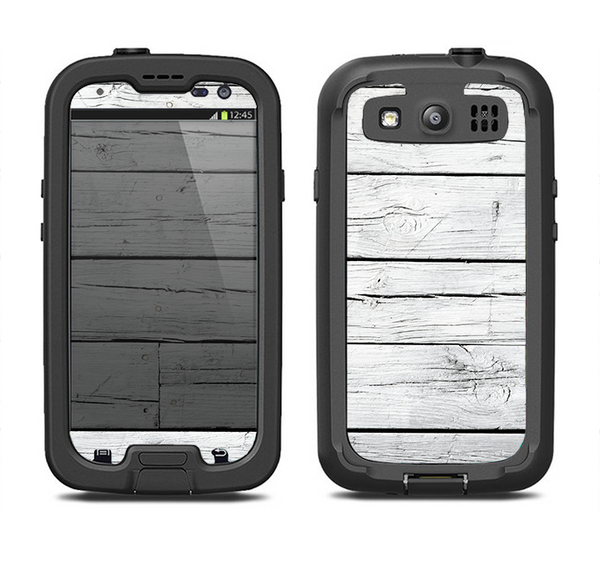 The White Wood Planks Samsung Galaxy S4 LifeProof Nuud Case Skin Set