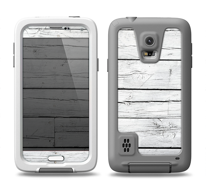 The White Wood Planks Samsung Galaxy S5 LifeProof Fre Case Skin Set