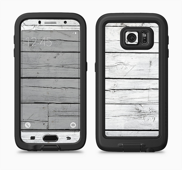 The White Wood Planks Full Body Samsung Galaxy S6 LifeProof Fre Case Skin Kit