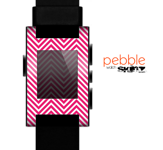 The White & Pink Sharp Chevron Pattern Skin for the Pebble SmartWatch