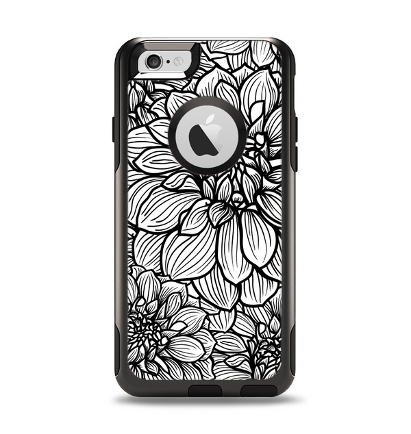 The White and Black Flower Illustration Apple iPhone 6 Otterbox Commuter Case Skin Set