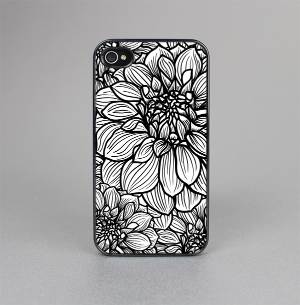 The White and Black Flower Illustration Skin-Sert for the Apple iPhone 4-4s Skin-Sert Case