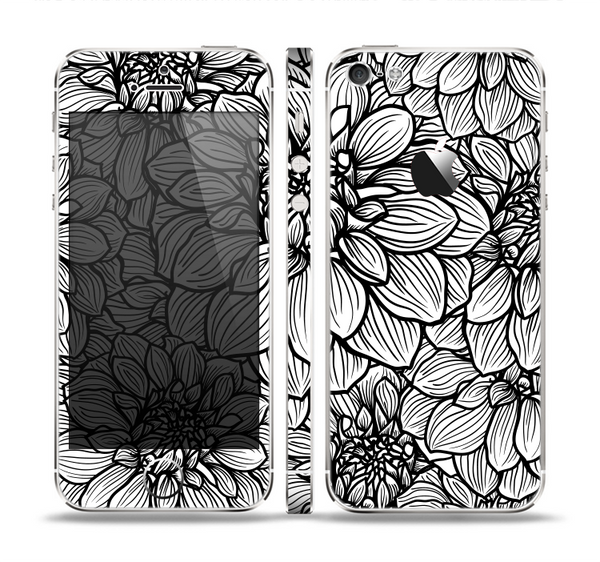 The White and Black Flower Illustration Skin Set for the Apple iPhone 5