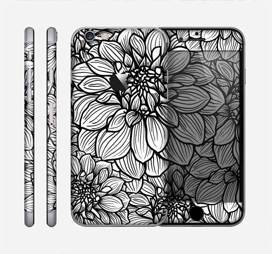 The White and Black Flower Illustration Skin for the Apple iPhone 6