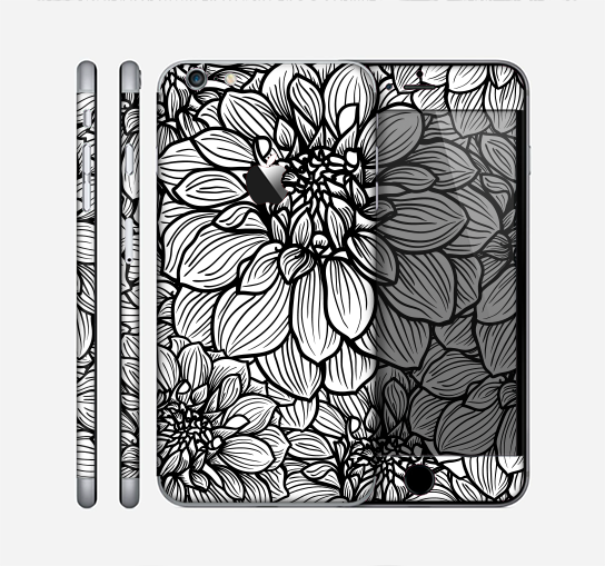 The White and Black Flower Illustration Skin for the Apple iPhone 6 Plus