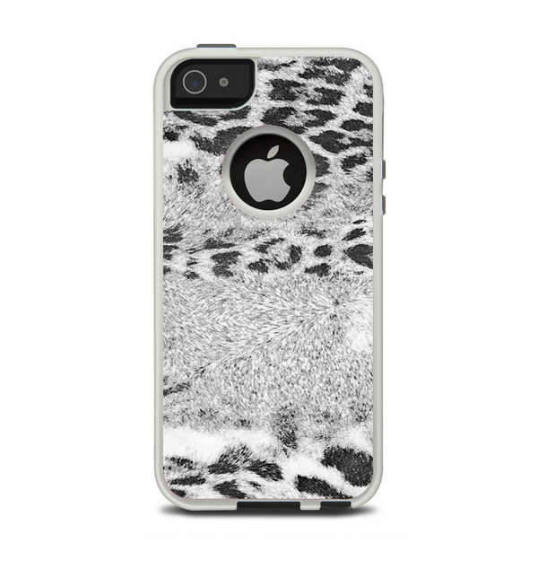 The White and Black Real Leopard Print Apple iPhone 5-5s Otterbox Commuter Case Skin Set