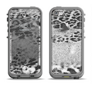 The White and Black Real Leopard Print Apple iPhone 5c LifeProof Fre Case Skin Set