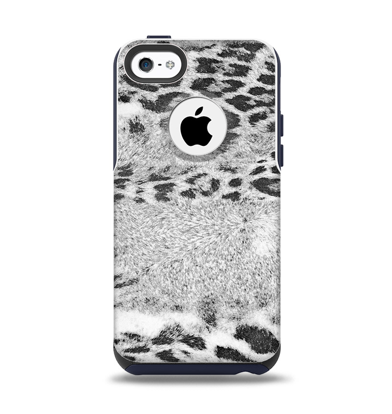 The White and Black Real Leopard Print Apple iPhone 5c Otterbox Commuter Case Skin Set