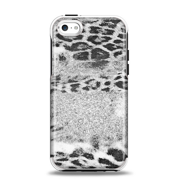 The White and Black Real Leopard Print Apple iPhone 5c Otterbox Symmetry Case Skin Set
