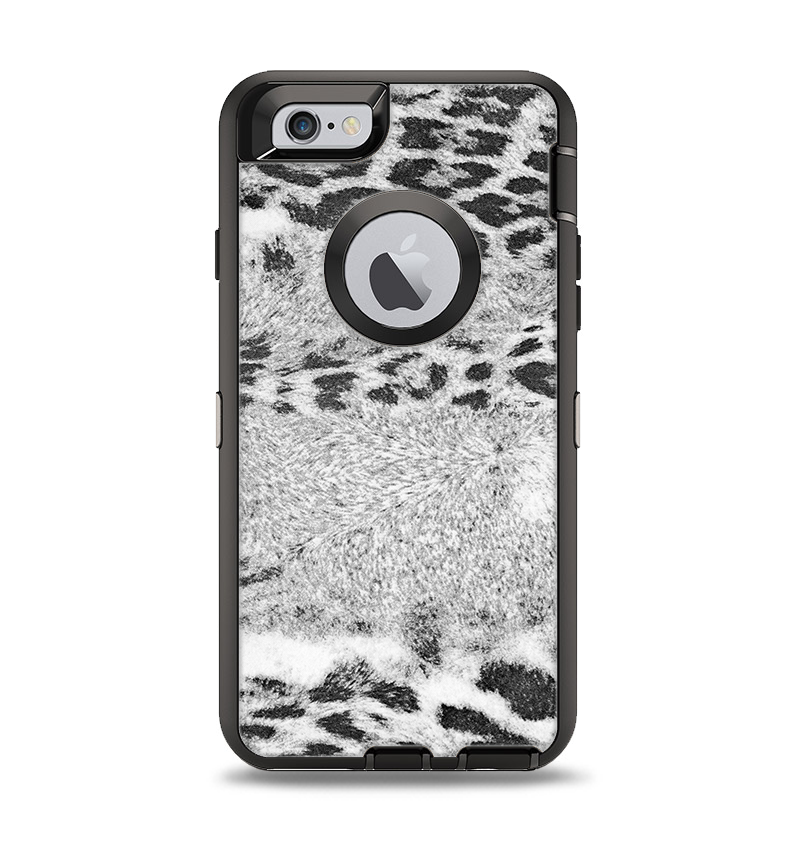 The White and Black Real Leopard Print Apple iPhone 6 Otterbox Defender Case Skin Set