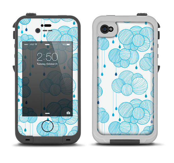 The White and Blue Raining Yarn Clouds Apple iPhone 4-4s LifeProof Fre Case Skin Set