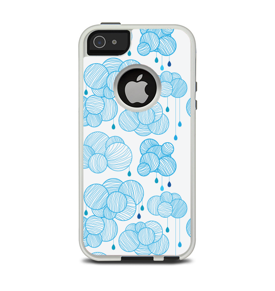 The White and Blue Raining Yarn Clouds Apple iPhone 5-5s Otterbox Commuter Case Skin Set