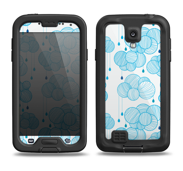 The White and Blue Raining Yarn Clouds Samsung Galaxy S4 LifeProof Nuud Case Skin Set
