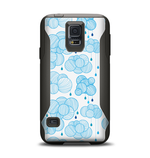 The White and Blue Raining Yarn Clouds Samsung Galaxy S5 Otterbox Commuter Case Skin Set