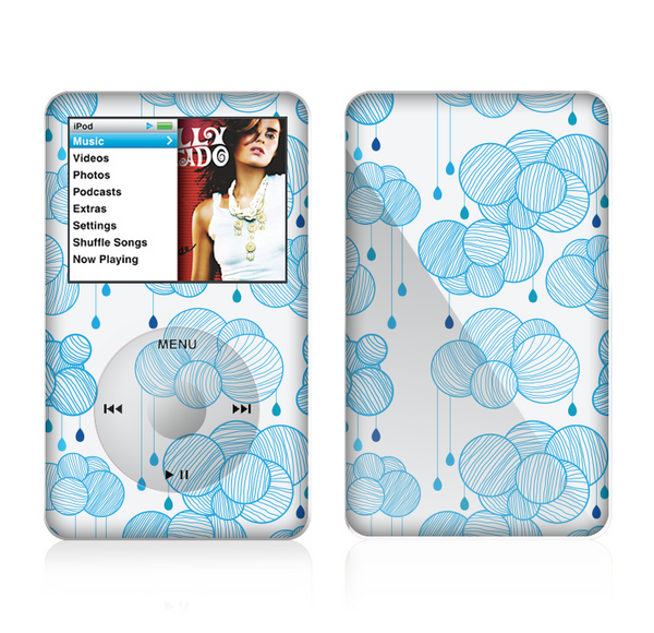 The White and Blue Raining Yarn Clouds Skin For The Apple iPod Classic