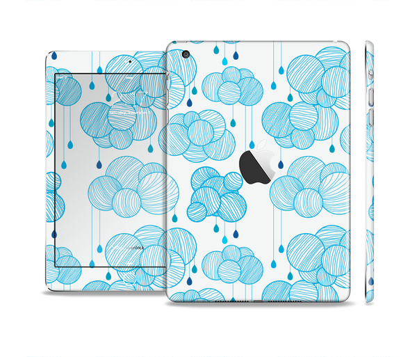 The White and Blue Raining Yarn Clouds Full Body Skin Set for the Apple iPad Mini 2