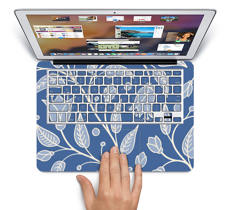The White and Blue Vector Branches Skin Set for the Apple MacBook Pro 13"   (A1278)