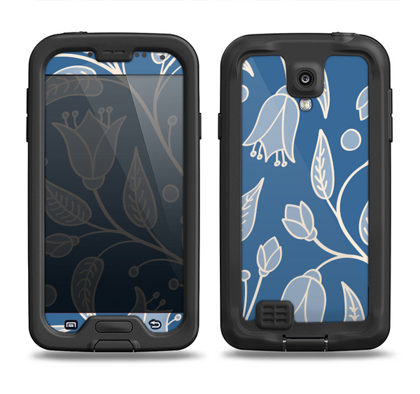 The White and Blue Vector Branches Samsung Galaxy S4 LifeProof Nuud Case Skin Set