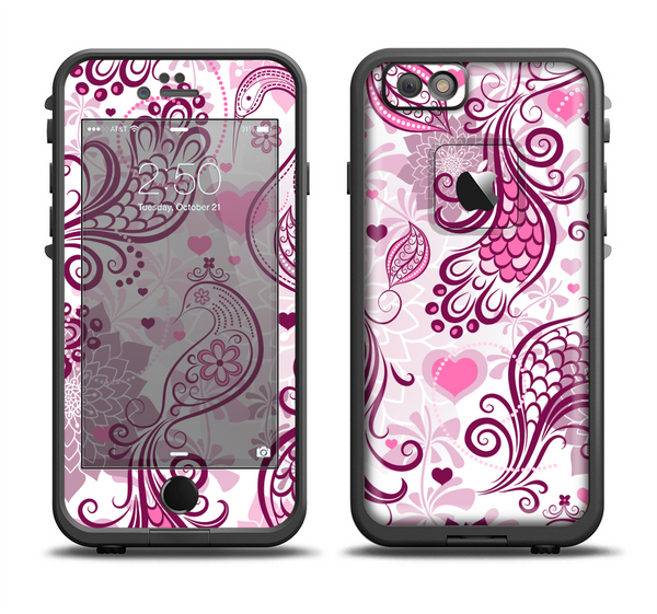 The White and Pink Birds with Floral Pattern Apple iPhone 6/6s Plus LifeProof Fre Case Skin Set