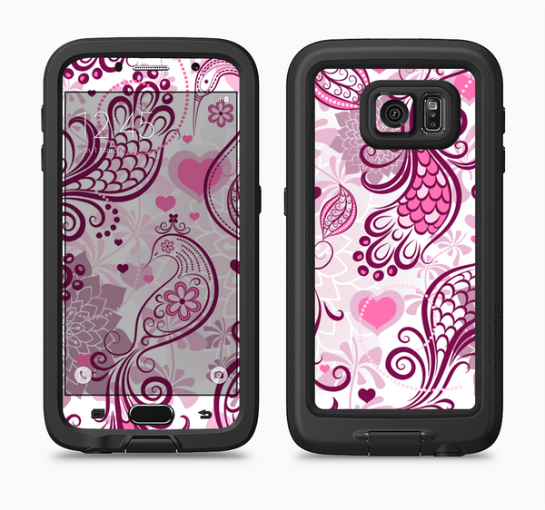 The White and Pink Birds with Floral Pattern Full Body Samsung Galaxy S6 LifeProof Fre Case Skin Kit