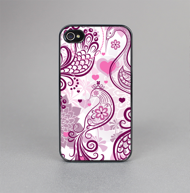 The White and Pink Birds with Floral Pattern Skin-Sert for the Apple iPhone 4-4s Skin-Sert Case