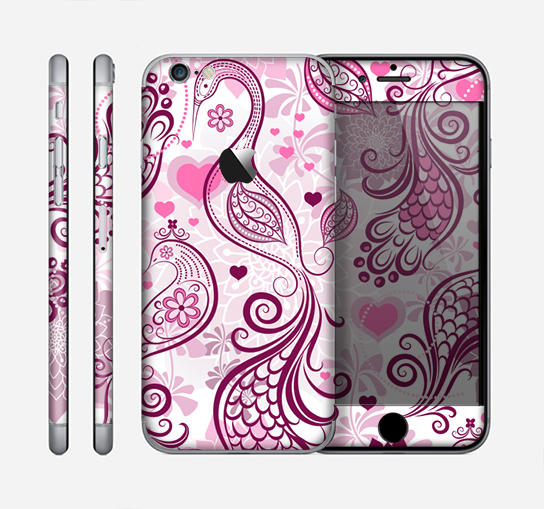 The White and Pink Birds with Floral Pattern Skin for the Apple iPhone 6