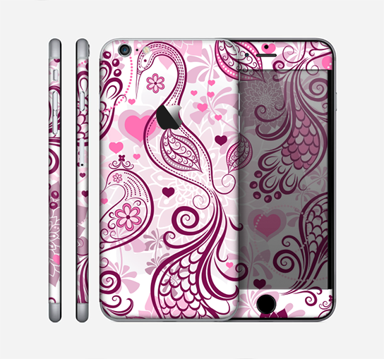 The White and Pink Birds with Floral Pattern Skin for the Apple iPhone 6 Plus