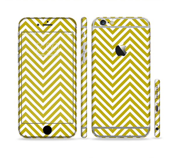 The White & vintage Green Sharp Chevron Pattern Sectioned Skin Series for the Apple iPhone 6 Plus