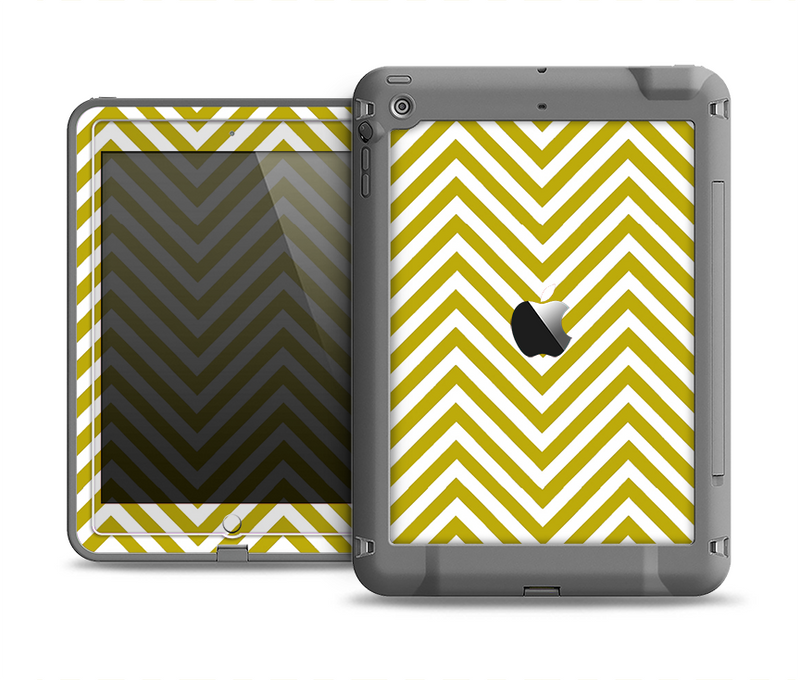 The White & vintage Green Sharp Chevron Pattern Apple iPad Air LifeProof Fre Case Skin Set