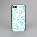 The White with Blue & Green Floral Thin Laced Skin-Sert for the Apple iPhone 4-4s Skin-Sert Case