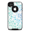 The White with Blue & Green Floral Thin Laced Skin for the iPhone 4-4s OtterBox Commuter Case
