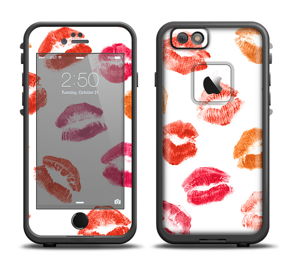 The White with Colored Pucker Lip Prints Apple iPhone 6/6s Plus LifeProof Fre Case Skin Set