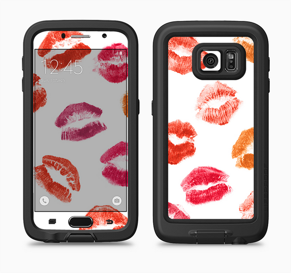 The White with Colored Pucker Lip Prints Full Body Samsung Galaxy S6 LifeProof Fre Case Skin Kit