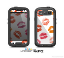 The White with Colored Pucker Lip Prints Skin For The Samsung Galaxy S3 LifeProof Case