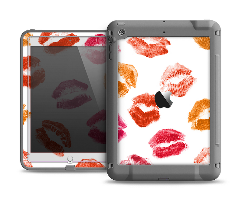 The White with Colored Pucker Lip Prints Apple iPad Air LifeProof Fre Case Skin Set