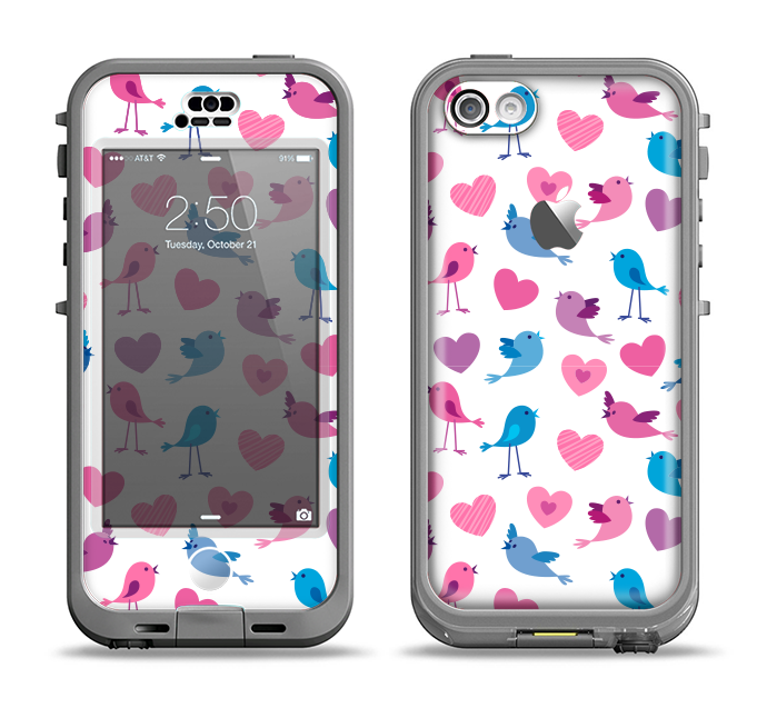 The White with Pink & Blue Vector Tweety Birds Apple iPhone 5c LifeProof Nuud Case Skin Set
