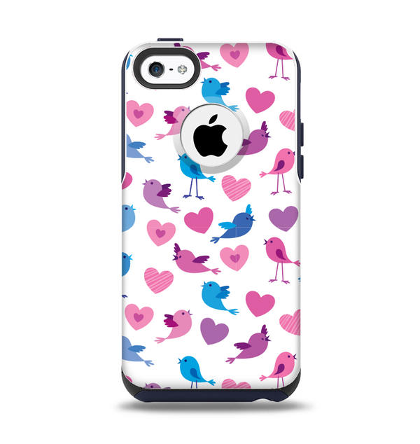 The White with Pink & Blue Vector Tweety Birds Apple iPhone 5c Otterbox Commuter Case Skin Set