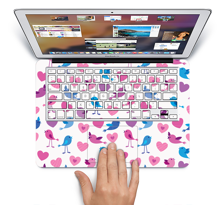 The White with Pink & Blue Vector Tweety Birds Skin Set for the Apple MacBook Pro 15"