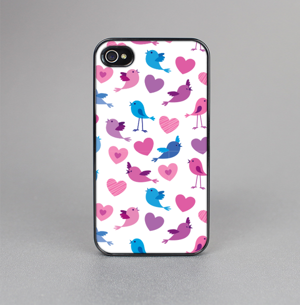 The White with Pink & Blue Vector Tweety Birds Skin-Sert for the Apple iPhone 4-4s Skin-Sert Case