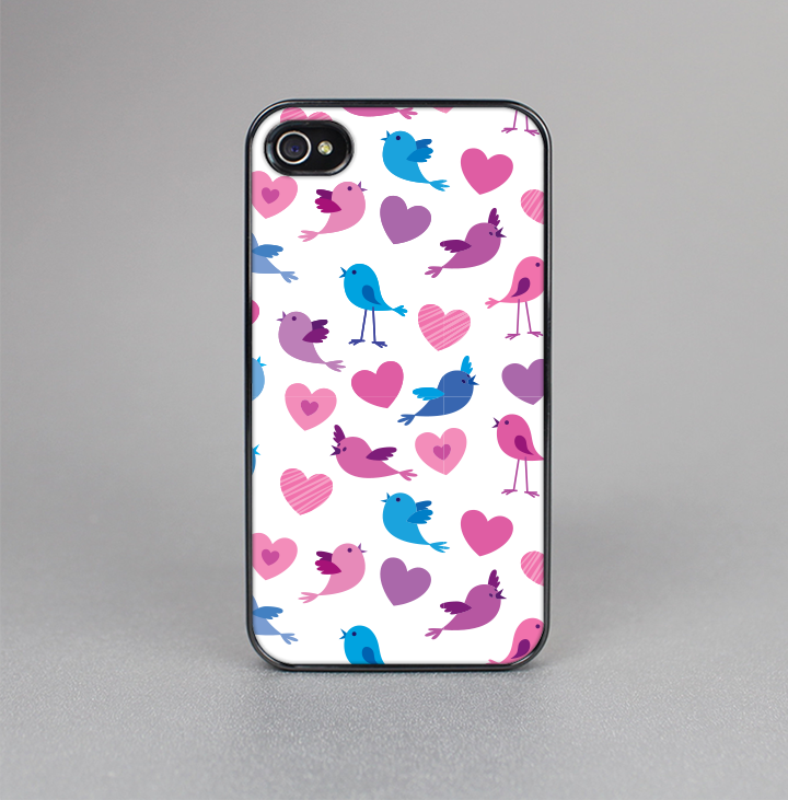 The White with Pink & Blue Vector Tweety Birds Skin-Sert for the Apple iPhone 4-4s Skin-Sert Case