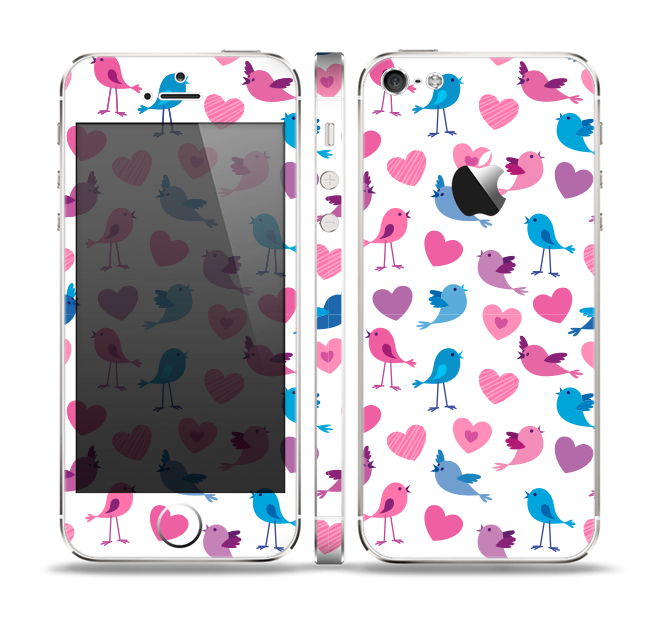 The White with Pink & Blue Vector Tweety Birds Skin Set for the Apple iPhone 5